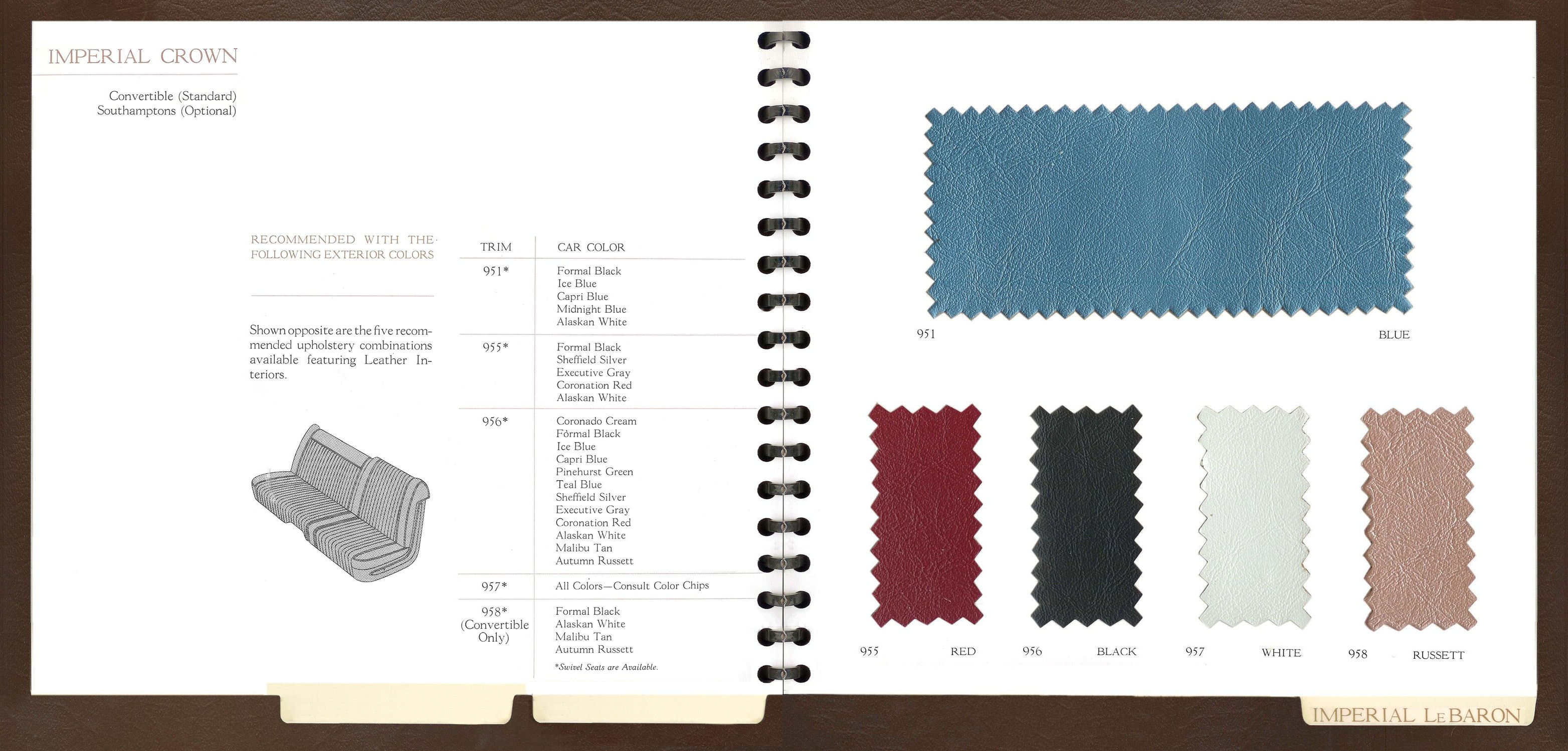 1961 Chrysler Imperial Color And Fabric Selector Page 35